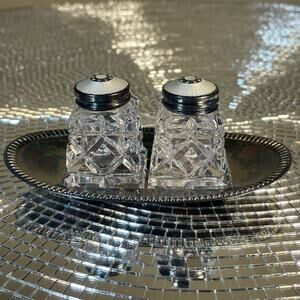 Sterling Sliver 925 Norway Salt and Pepper Shakers and Plate